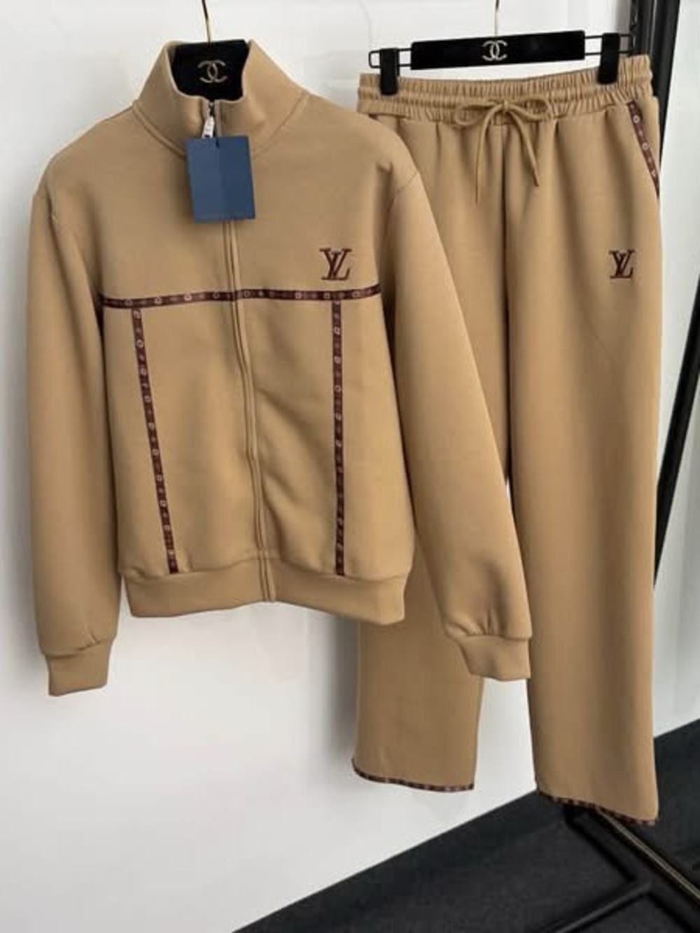 Louis Vuitton Beige Track Jacket & Joggers Set